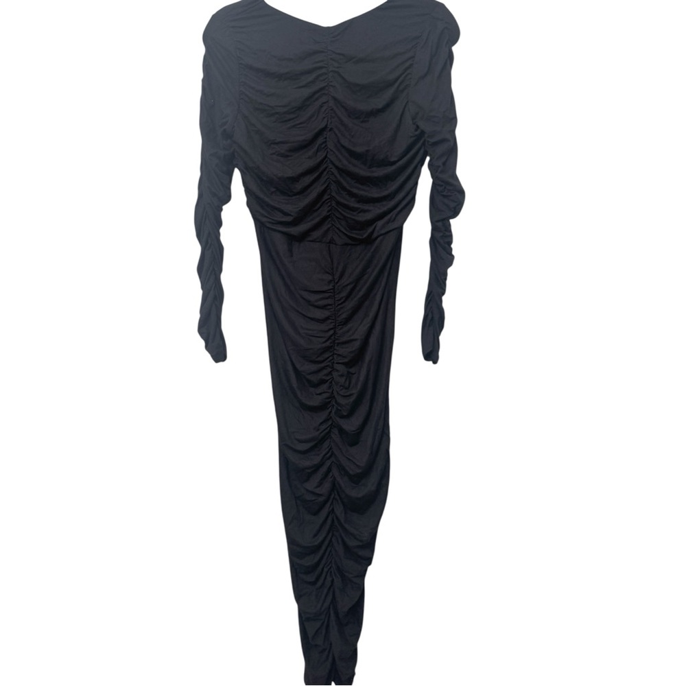 NWT ASOS Slinky Sexy Black Ruched Dress Bodycon Date Night Party Edgy Curvy - Picture 6 of 6